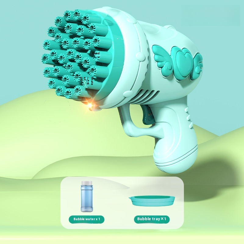 LED Bubble Rocket Blaster 69 Hole Light-Up Machine with USB Recharge