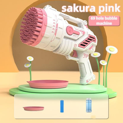 LED Bubble Rocket Blaster 69 Hole Light-Up Machine with USB Recharge